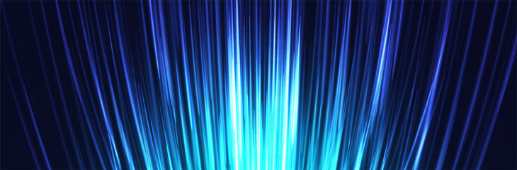 Wall Mural - abstract blue background. wide futuristic wallpaper. bright vertical light lines. sci-fi neon glowin