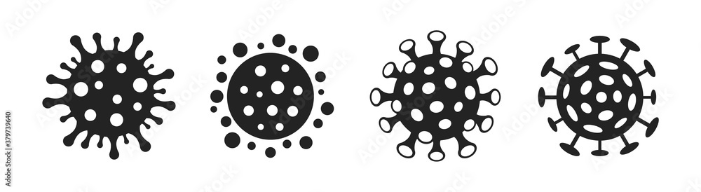 Set of coronavirus or flu virus vector icons isolated on a white background. - obrazy, fototapety, plakaty 