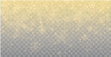 Wall Mural - seamless realistic falling gold snow or snowflakes. isolated on transparent background - stock vecto