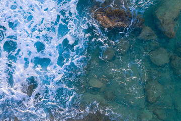 Paphos Cyprus beach waves hitting the rocks