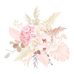 Luxurious beige trendy vector design floral bouquet