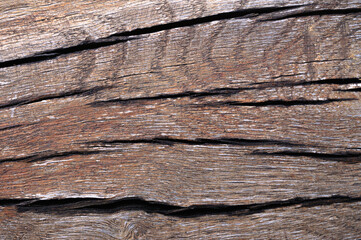 The abstract background of the old wooden surface is wet after rain. Closeup topview for artworks.