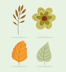 Poster - autumn flowers leaves aeaf and branch foliage icons