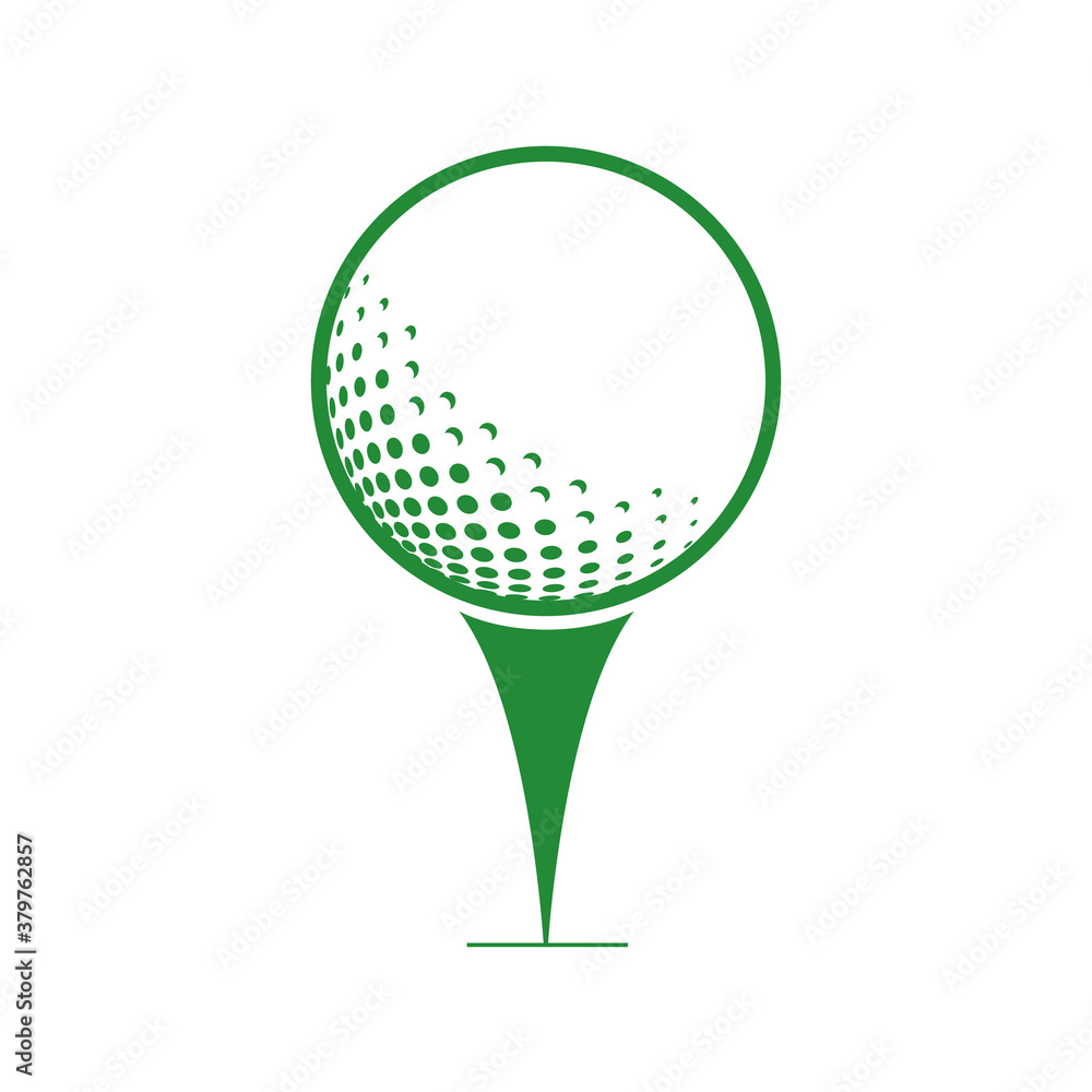 Golf logo with elements of ball design. Can be used for golf equipment companies.