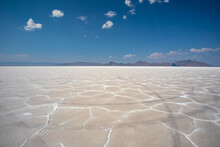 Great Salt Lake Desert At Bonneville Salt Flats In Summer Utah