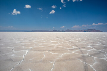 Great salt lake desert at Bonneville Salt Flats in summer Utah