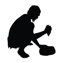 Cave Man Silhouette Vector