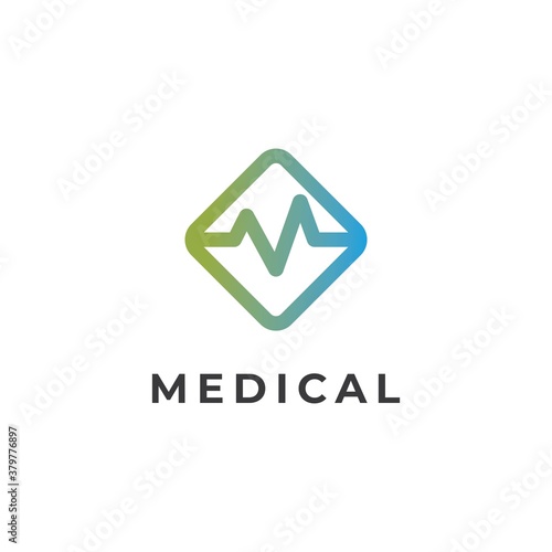 Cuadros en Lienzo Medical logo design vector template.Letter M for medical symbol