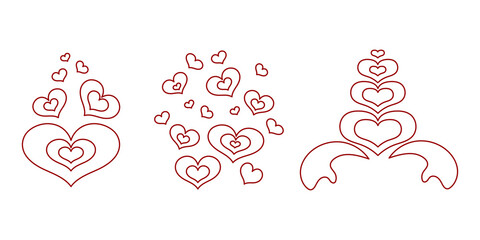 Set of doodle hand drawn heart isolated on white background. Vector stock illustration for your graphic design.