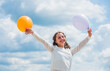 Fresh air. Cheerful girl have fun. Happy birthday. Summer holidays and vacation. Childhood happiness. Adorable joyful teen celebrate party. Happiness concept. Freedom concept. Happiness is simple