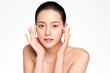 © kitthanes  - Beautiful young asian woman with clean fresh skin on white background, Face care, Facial treatment, Cosmetology, beauty and spa, Asian women portrait