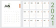 © weedezign - Vector of 2021 new year calendar in minimal table simple style and organic tone green and rose gold color,Holiday event planner,Week Starts Sunday