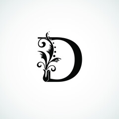 Wall Mural - Classy Elegant D Letter Black Flourish Shape Logo