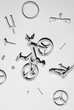 © Audrey Shtecinjo/Stocksy - White bicycle with parts on white background.