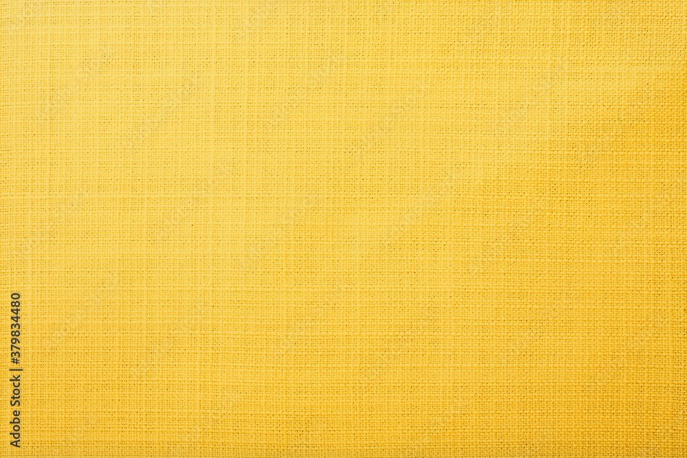 Golden yellow linen fabric of table cloth texture background - obrazy, fototapety, plakaty 