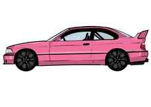 Cartoon Car, Car, Sport Car,coupe Car, Pink Sport Car,car Side, Drift Car
