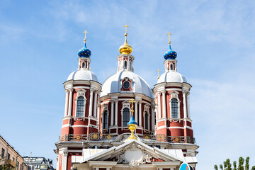 Sticker - view of cupola of Temple of the Holy Martyr Clement I, Roman Pope (St Clement's Church) in Klimentovsky lane from Pyatnitskaya street in Moscow city