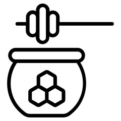 Wall Mural - 
A honey jar with honey dipper in flat icon
