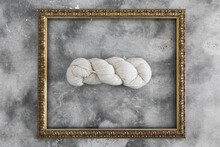 Skein Of Yarn In Gold Picture Frame - Horizontal