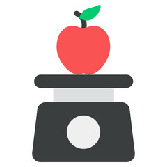 Sticker - 
Apple over weight machine, balance diet flat icon
