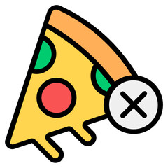 Canvas Print - 
Cross over pizza denoting the concept of no pizza in flat icon
