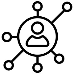 Wall Mural - 
A man with connected nodes showcasing personal network icon
