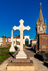 Wall Mural - View of religious cross in old town cemetery in the Galicia region of Spain.