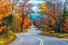 A Road At Autumn In Door County Of Wisconsin