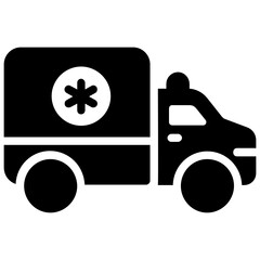 Poster - 
Medical transport icon, ambulance in flat design vector 
