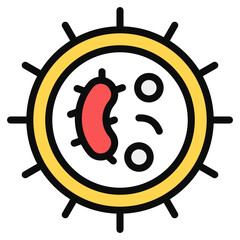 Poster - 
A biological cell icon in flat design, bacteria vector 
