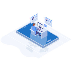 Wall Mural - 
Isometric illustration design of website builder 
