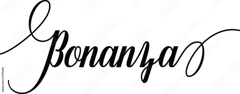 Bonanza Script Cursive Calligraphy Typography Black text lettering ...
