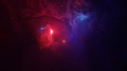 Sticker - Space Nebula neon red-violet background. 4k video moving stars space background. 3D animation