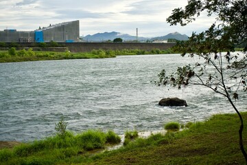 Poster - The Kiso river on the morning.