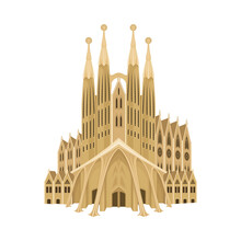 Spain Cathedral Church Or Dom As Country Landmark Vector Illustration