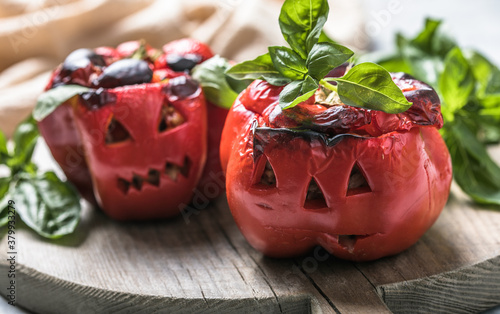 Fotomural Baked bell papper for Halloween.