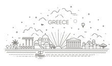 Greece Skyline, Vector Illustration In Linear Style