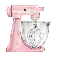 Watercolor Pink Mixer For Creating Diy Bakery Logo