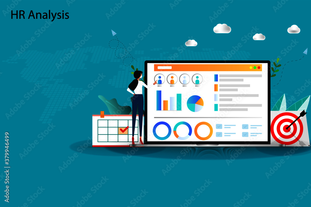 Human Resources Concept, HR manager is working to analyze the data on ...