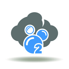 cloud o2 icon vector. oxygen air ecology environment safety symbol. co2 carbone dioxide industry emi