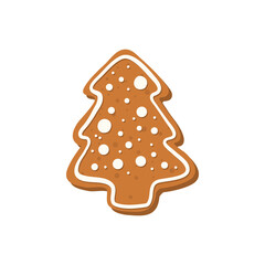 Wall Mural - Vector christmas gingerbread tree cooki white background.Hand drawn illustation.