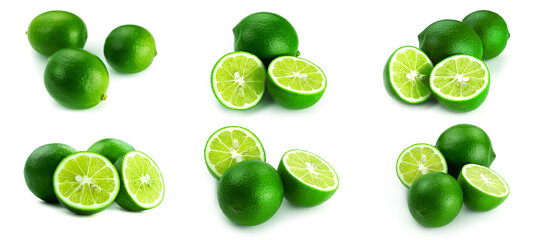  Limes on a white background. High quality photo