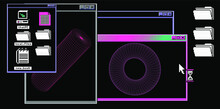 Abstract Technology Background With Old Retro User Interface Elements.