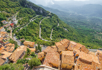 Wall Mural - Cervara di Roma, Italy - one of the most picturesque villages of the Apennine Mountains, Cervara lies around 1000 above the sea level, watching the Aniene river valley from the top 