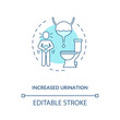 Increased urination concept icon. Energetics side effects idea thin line illustration. Excessive thirst. Overactive bladder. Vector isolated outline RGB color drawing. Editable stroke