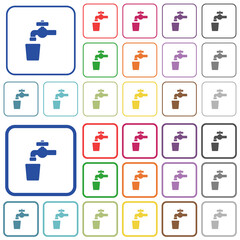 Poster - Drinking water outlined flat color icons