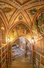 Wall Mural - Subiaco, Italy - main sight of Subiaco and one of the most beautiful Benedictine monasteries in the World, the Sacro Speco Monastery displays amazing frescoes. Here in particular its interiors