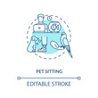 © bsd studio - Pet sitting concept icon. Pet services. Animal care options types. Little companion playing. Animal sitter idea thin line illustration. Vector isolated outline RGB color drawing. Editable stroke