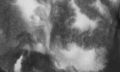 Wall Mural - black abstract watercolor grunge background. blur paint on white paper. Simple primitive background, the basis for decoration