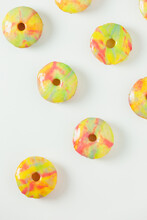 Mirror Glazed Marbled Rainbow Mini Doughnuts